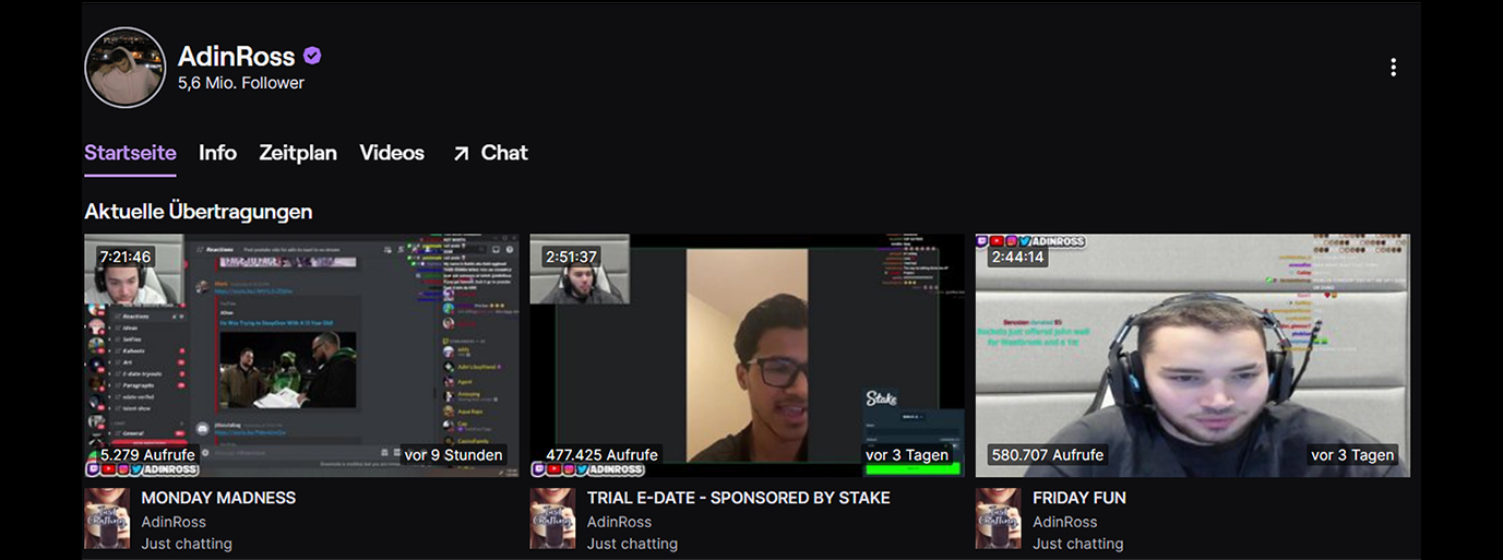 Adin Ross auf Twitch Adin Ross auf Twitch