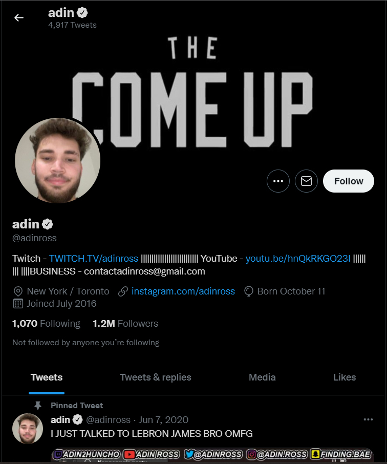 Adin Ross auf Twitter Adin Ross auf Twitter