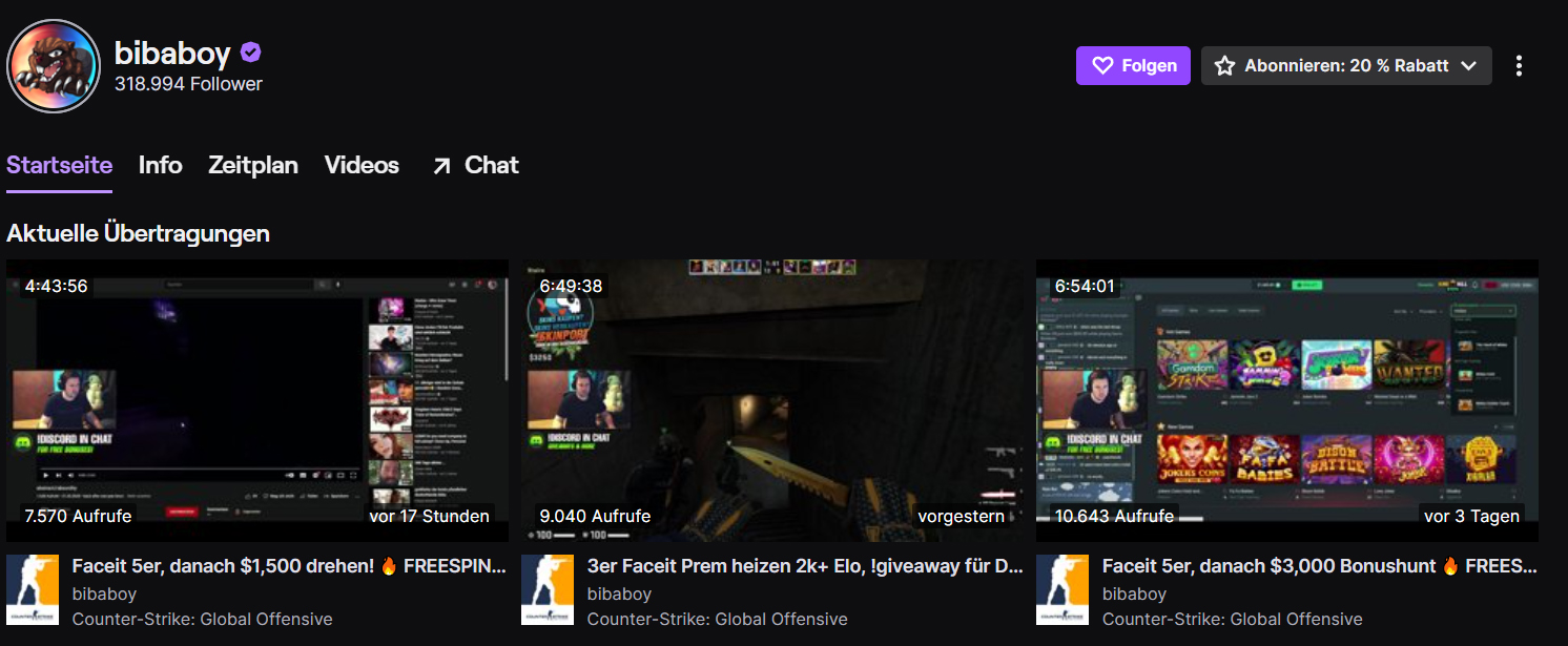 Bibaboy auf Twitch Bibaboy auf Twitch