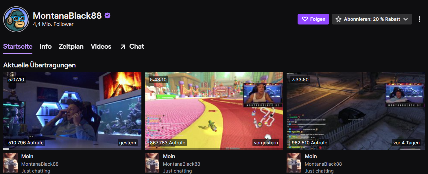 MontanaBlack auf Twitch MontanaBlack auf Twitch