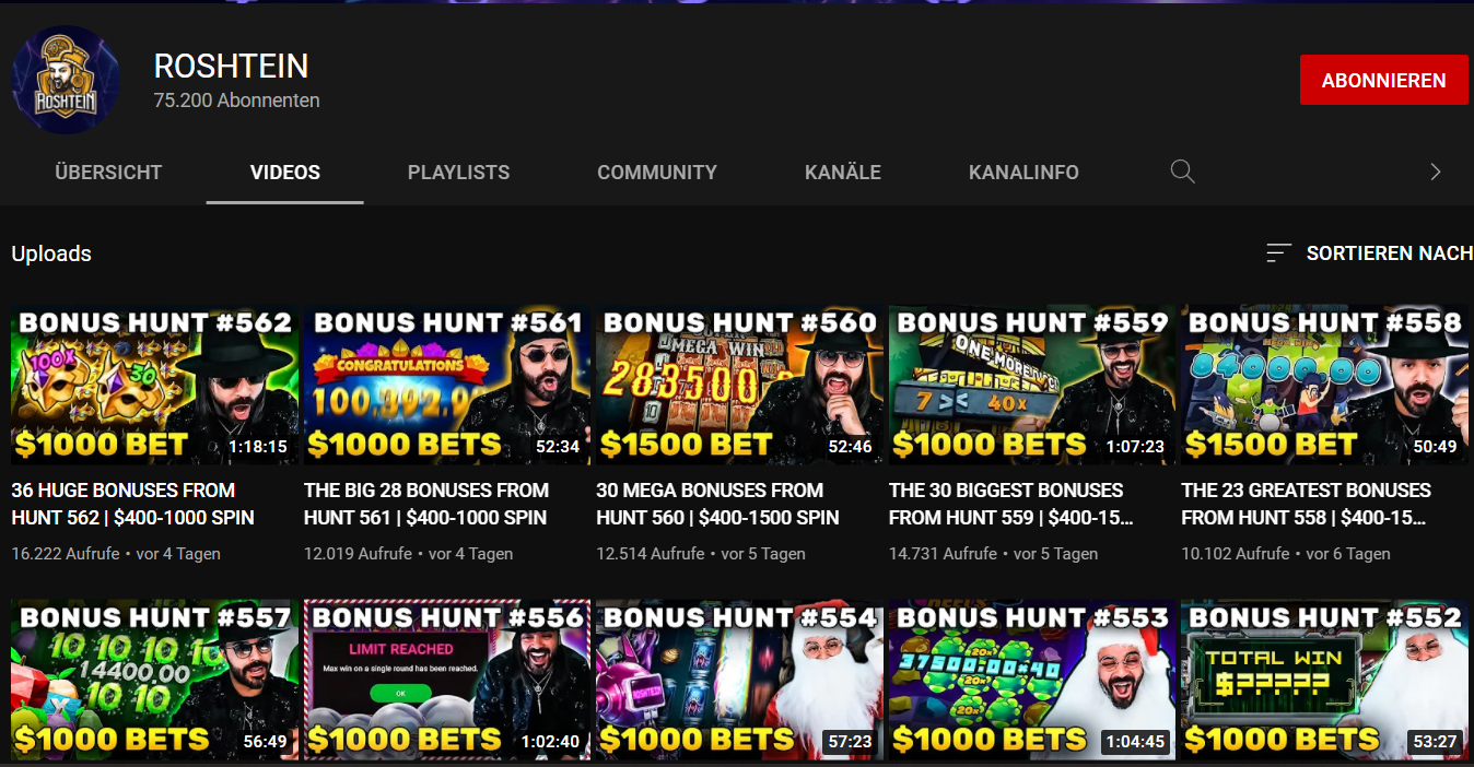 Roshtein auf YouTube Roshtein auf YouTube